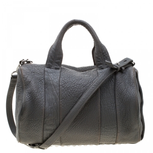 Alexander Wang Grey Pebbled Leather Rocco Duffel Bag