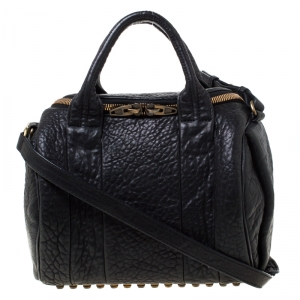 Alexander Wang Black Textured Leather Rocco Duffel Bag