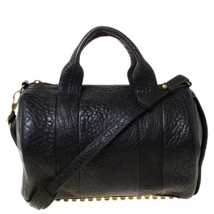 Alexander Wang Black Textured Leather Rocco Duffel Bag