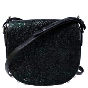 Alexander Wang Black Stingray and Leather Alpha Lia Saddle Bag