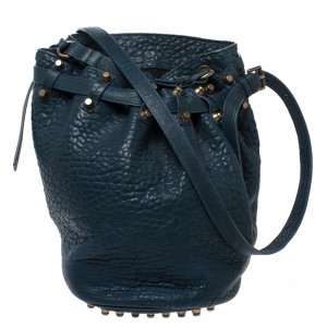Alexander Wang Blue Textured Leather Diego Bucket Bag