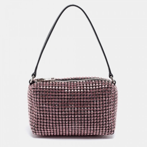 Alexander Wang Pink Crystal Embellished And Leather Mini Heiress Clutch Bag