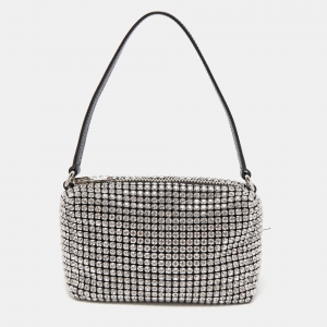 Alexander Wang Silver Crystal Embellished and Leather Heiress Pochette
