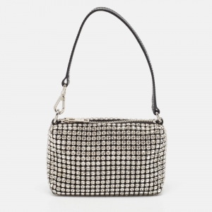 Alexander Wang Black Leather Rhinestone Mini Wangloc Pouch