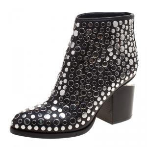 Alexander Wang Black Studded Leather Gabi Ankle Boots Size 35.5