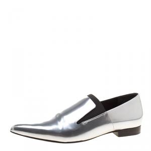 Alexander Wang Metallic Silver Mirrored Leather Jamie Pointed Toe Loafers Size 37.5