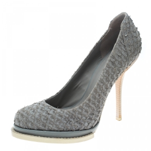 Alexander Wang Grey Perch Leather Aida Platform Pumps Size 39