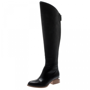 Alexander Wang Black Leather Sigrid Knee Length Boots 35.5