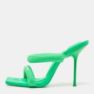 Alexander Wang Neon Green Woven Nylon Julie Sandals Size 38