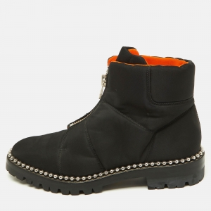 Alexander Wang Black Fabric Zip Detail Ankle Boots Size 40