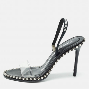 Alexander Wang Black Leather and PVC Nova Slingback Sandals Size 36
