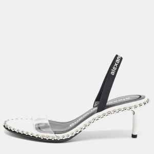 Alexander Wang White Leather and PVC  Nova Slingback Sandals Size 38 
