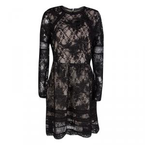 Alice + Olivia Black Corded Lace Long Sleeve Janae Dress L