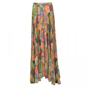 Alice + Olivia Multicolor Collage Striped Shannon Pleated Maxi Skirt M
