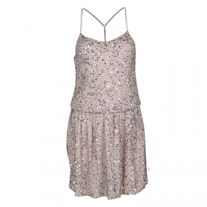 Alice + Olivia Dusty Pink Sequined T-Bar Bridget Blouson Dress XS