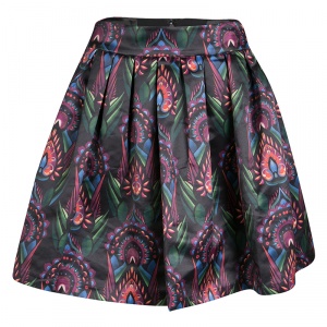 Alice + Olivia Multicolor Printed Satin Pleated Stora Mini Skirt S 