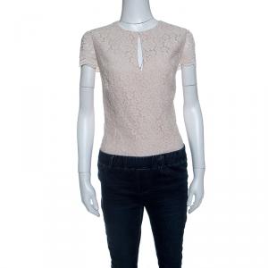 Alice + Olivia Champagne Floral Lace Cap Sleeve Marita Bodysuit S