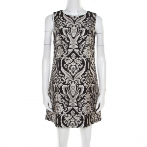 Alice + Olivia Monochrome Floral Jacquard Sleeveless Clyde Dress S