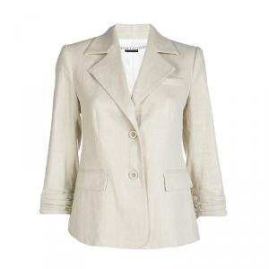 Alice + Olivia Metallic Beige Linen Blazer XS