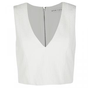 Alice + Olivia Off White Textured Crop Top and Skirt Set M
