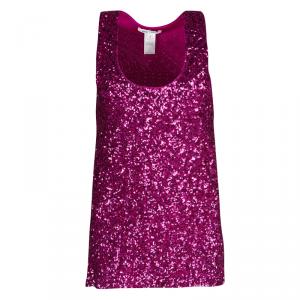 Alice + Olivia Pink Sequined Tank Top S