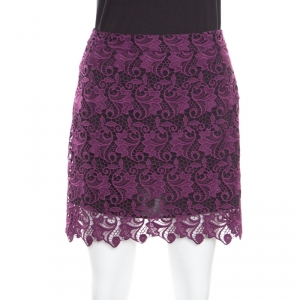 Alice + Olivia Plum Lace Riley Mini Skirt S