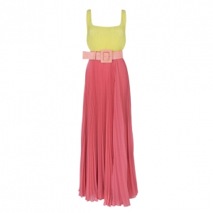 Pre Owned Alice + Olivia Leila Belted Colorblock Crepe Maxi Dress S