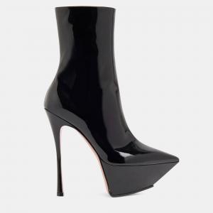 Pre Owned Amina Muaddi Yigit Black Leather Boots EU 40