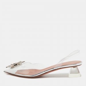 Pre Owned Amina Muaddi Transparent PVC Begum Pumps Size 37.5