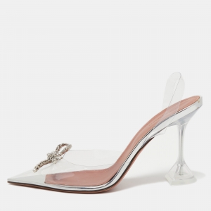 Pre Owned Amina Muaddi Transparent PCV Rosie Slingback Pumps Size 42