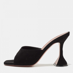 Pre Owned Amina Muaddi Black Suede Lupita Slides Size 35.5