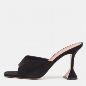 Amina Muaddi Black Suede Lupita Slide Sandals Size 41