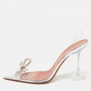 Amina Muaddi Transparent PVC Rosie Slingback Pumps Size 38