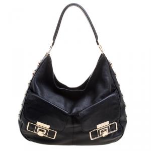 Anya Hindmarch Black Leather Studded Hobo