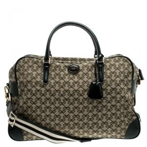 Anya Hindmarch Beige/Green Iconic Lattice Print Canvas Weekender 