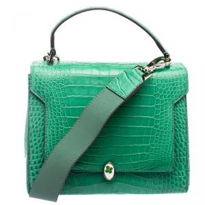 Pre Owned Anya Hindmarch Emerald Alligator Bathurst Bag