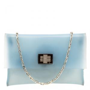 Pre Owned Anya Hindmarch Matte Blue Rubber Valorie Chain Clutch