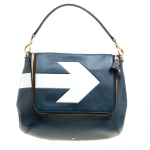 Pre Owned Anya Hindmarch Blue Leather Maxi Zip Arrow Shoulder Bag