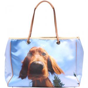 Pre Owned Anya Hindmarch Blue Printed Dog Canvas Tote