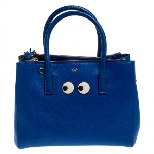 Pre Owned Anya Hindmarch Blue Leather Ebury Tote