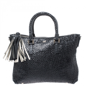 Anya Hindmarch Black Woven Leather Huxley Tote