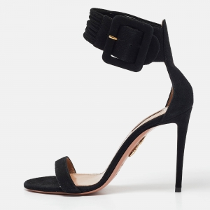Aquazzura Black Suede Ankle Strap Sandals Size 39