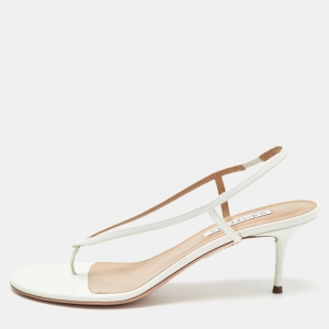 Aquazzura White Leather Slingback Sandals Size 39.5