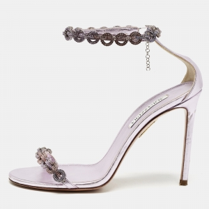 Aquazzura Lilac Leather Love Link Ankle Strap Sandals Size 39