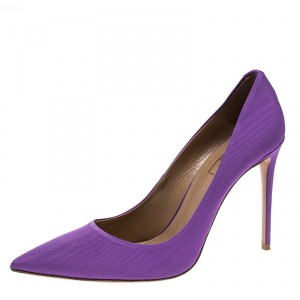 Pre Owned Aquazzura Amethyst Purple Fabric Simply Irresistible Pointed Toe Pumps Size 41