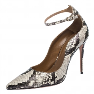 Pre Owned Aquazzura Multicolor Snake Leather Dolce Vita Ankle Strap Pumps Size 37