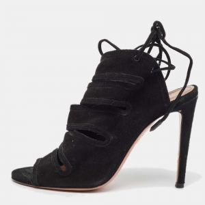 Aquazzura Black Suede Sloane Sandals Size 36