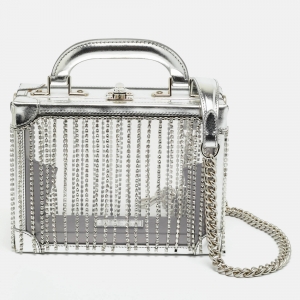 Pre Owned Area x Bertoni Ling Ling Silver Leather and PVC Top Handle Bag