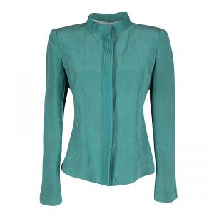 Armani Collezioni Blue Silk Linen Blazer and Pencil Skirt Set M
