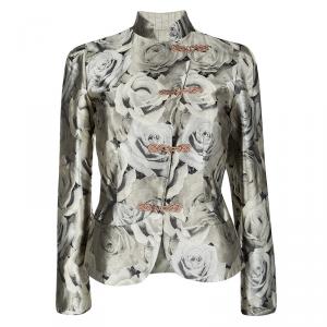 مملوكة مسبقًا بليزر أرماني كوليزيوني أزرار فروغ جاكارد زهرو رمادي S